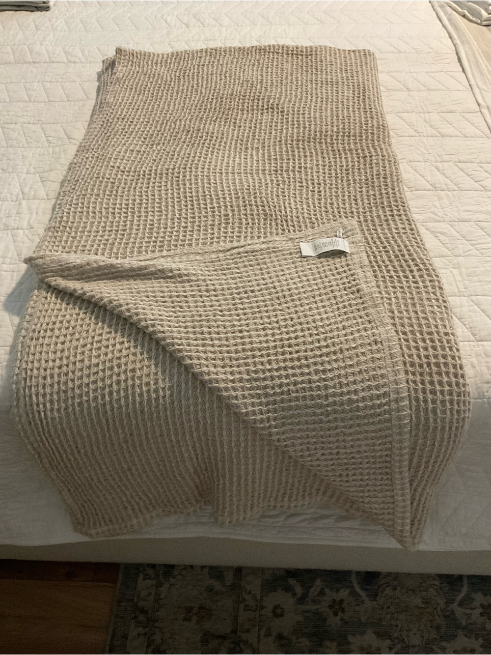 Pottery Barn Waffle Knit Throw in Beige Cream